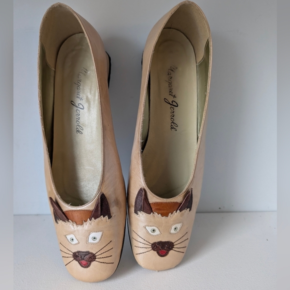 Vintage 80s Women's Cat Face Shoes Margaret Jerrold Patten Leather Flats Size 10 - Picture 13 of 14